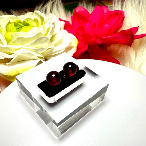 Red Fire Glass Ball Stud Earrings NEW! - Picture 6 of 7